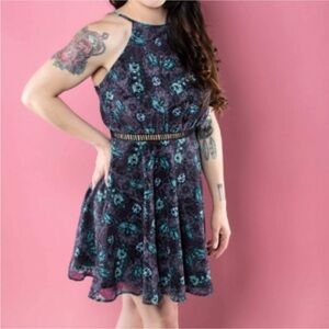 Hell Bunny Death Head Moth Skater Dress - L
